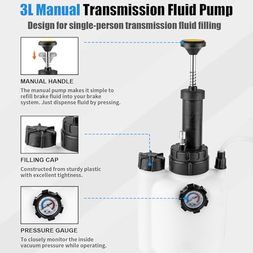 BetyBedy 3L Transmission Fluid Pump Kit, Fluid Transfer Pump with 12PCS ATF Adapters, Manual Transmission Fluid Extractor for Automotive Oil Filling System, Manual Transfer Oil Pump 1