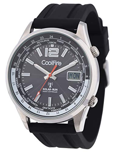 CoolFire - Solar Watch. Solar Powered Atomic Analog Watch, Men Watch. Mens Military Watch, Cool Watch. Military Watch. Stainless Steel, Black Watch. Man Watch Waterproof 1531