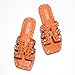 Cape Robbin Women's Gold Spike Studded Slide Sandals - Open Toe Slip On Lightweight Comfort for Beach Pool (Amisha) - Orange Size 10