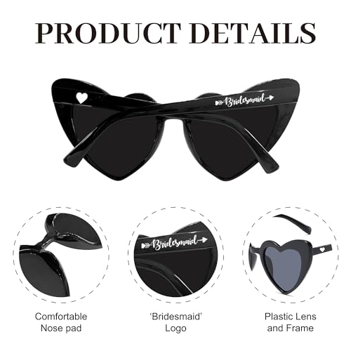 LADY&HOME 10 Pairs Heart Shaped Sunglasses Bachelorette Sunglasses Heart Sunglasses Bachelorette Party Favors Supplies3