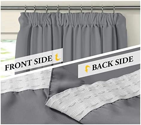 BellaHills Blackout Curtains Grey Window Curtains Blackout Drapes, Thermal Insulated Solid Pencil Pleat Blackout Curtains/Draperies for Living Room 66 x 54 Inch Grey 2 Panels