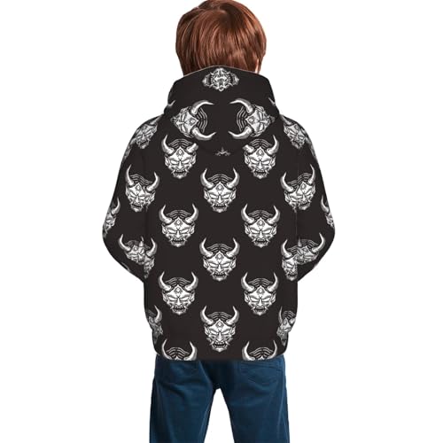 Vintage Devil Mask Kid Hoodies Boys Sweatshirts Girls Pullover with Pocket4