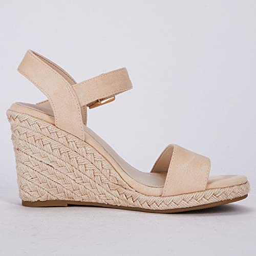 Vetaste Womens Espadrilles Wedge Sandals Platform Dressy Summer Heels Open Toe Ankle Strap Wedding Shoes #TOP2