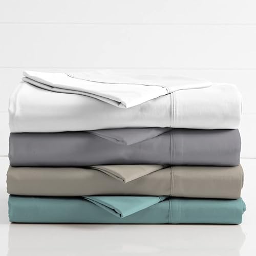 Color Sense 1200 Thread Count White Queen Size Bed Sheet Set, Cotton Rich 4 Piece Bedding Set, Durable & Moisture Wicking, Wrinkle-Resistant, Soft Sateen Sheets With Elasticized Deep Pocket #TOP5