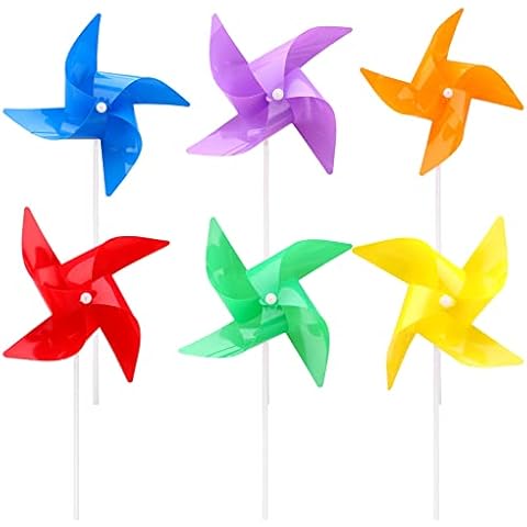 Molinillos de Arco Iris de Plástico 6Piezas Molino de Viento para Jardín Fiesta Cover