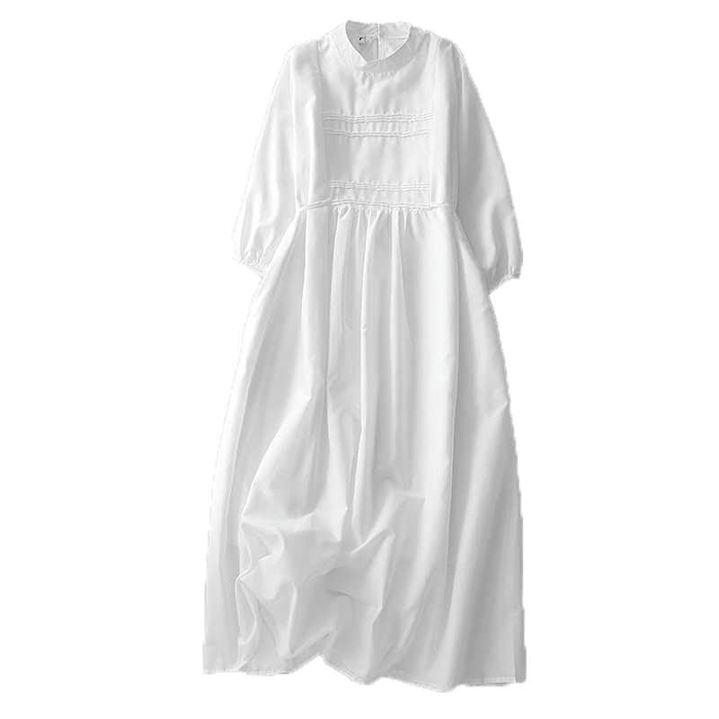 Robe midi blanche en ramie de qualité supérieure double couche - 5