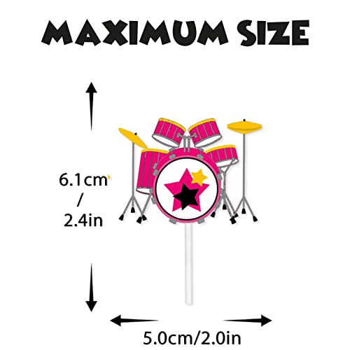 18Pcs Red Glitter Musical Instruments Icon Symbol Dessert Cupcake Topper Record Store Day Theme Decor Supplies Record Lover Boy Girl Happy Birthday Decorations #TOP3