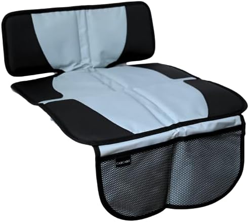 CARCARE Child Car Seat Protector - Mat for Seat Protection, Shields Leather and Fabric from Wear and Tear and Baby Accidents - Includes 2 Pockets for Handy Storage.