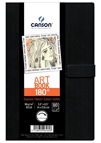 CANSON 180° ART BOOK - Carnet de 80 feuilles - 14 x 21,6 cm - 96 g/m² - Blanc