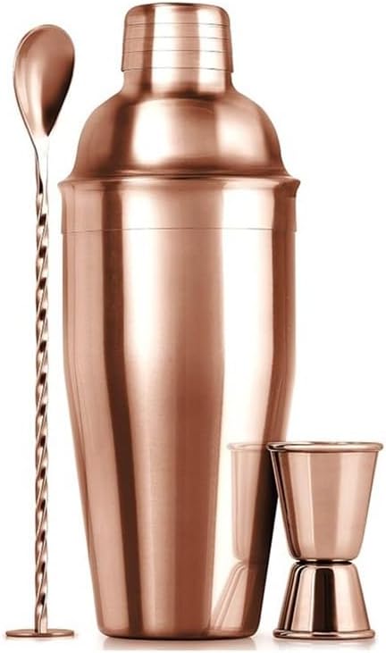 Cocktail Shaker 750ml Stainless Steel Cocktail Shaker Set - 3-Piece Bar Mixer with Leak-Proof Lid(Gold)