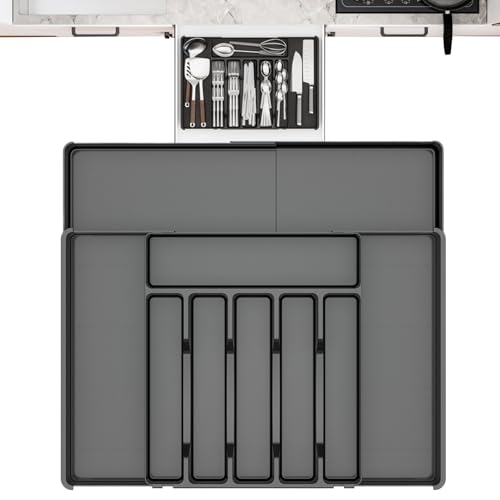 Organizador de cajones, cajón que ahorra espacio, almacenamiento de cubiertos expandible, separadores de cajones, organizador de utensilios expandible, inserto de cajón duradero para