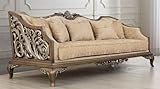 Altura aprox.: 98 cm Casa Padrino sofá Barroco de Lujo Beige/Oro/marrón/Plata - Sofá de salón en Estilo Barroco - Muebles de salón barrocos - Noble y Magnífico
