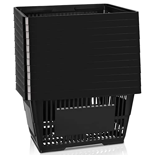 21L Shopping Basket Black Basket With Plastic Handles For Supermarket shop Black Plastic Shopping Basket Convenient Sundries Laundry Basket 12 Pack Shopping Basket