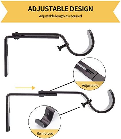 Ycolnaefllr Set of 3 Oil Rubbed Bronze Adjustable Curtain Rod Brackets Rod Holders Curtain Rod Hanging Brackets for 22-25mm Rod