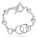 joyliveCY Fashion 925 Silver Plated Circles Chain Trendy Lady Bracelet Bangle