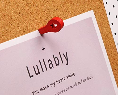 Tupalizy Creative Wood Push Pins Decorative Map Thumb Tacks For Travel Hanging Art Picture Photo Tapestry Painting Bulletin Cork Board Cubicle Wall Diy Craft Home School Office Use (Red Star, 40Pcs) #TOP3
