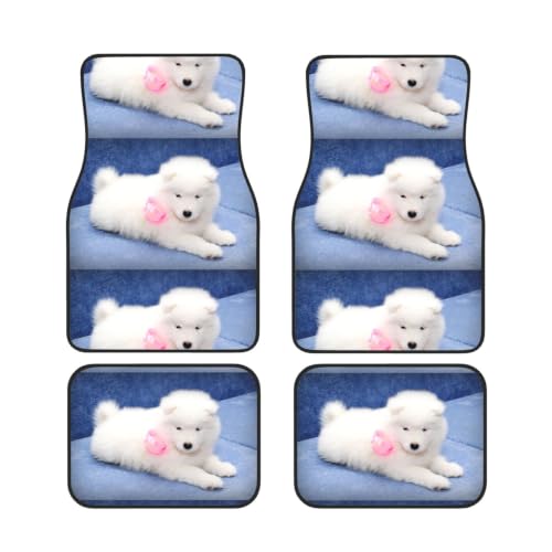 Alfombrillas de coche de samoyedo blanco juego de 4 piezas de neopreno antideslizante