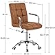 Yaheetech Bürostuhl ergonomischer Schreibtischstuhl Drehstuhl Drehocker Arbeitshocker mit abnehmbare Armlehnen Computerstuhl höhenverstellbar aus Kunstleder Retro-Brown