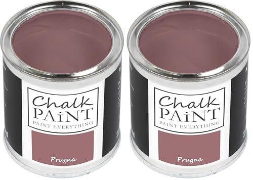 Chalk Paint Everything® – Pintura tiza Prugna vuelva a dar color fácilmente todo tipo de material sin lijar (250 ml) (Paquete de 2)