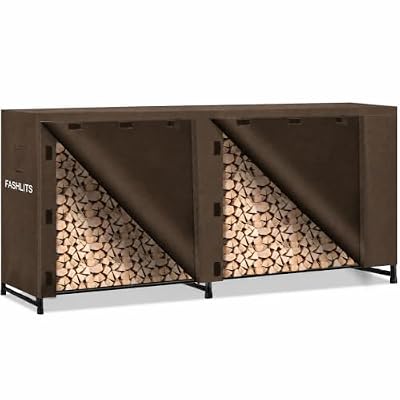 Fashlits 8ft Waterproof Firewood Rack Cover, Heavy Duty 600D Oxford Outdoor Storage Wood Rack Cover For Outdoor, Indoor, Patio(Cover Only, Rack Not Included)