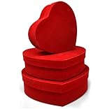 Gift Boutique - Valentine's Day Heart Shaped Gift Boxes 3 Pack Red Velvet Valentine Hearts Treat Box with Lids Valentines Nesting Cardboard Cookie Box for Giving Decorative Gift, Wrapping & Packaging