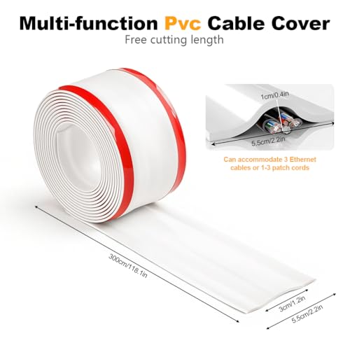 Image of Serplex 9.8FT /3M Cord Cover Floor Cable Coverup with Self Adhesive Backing, Soft PVC Cord Cover Cable Hider Organizer, No Tangle Cable Management Wire Protector for Home, Office, Trim to Fit