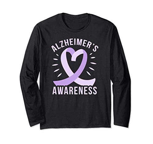 ALZHEIMER'S AWARENESS PURPLE RIBBON Memory Loss Walk Meme Manga Larga
