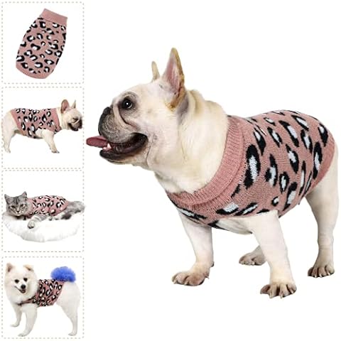 Hund Pullover für Katzen Klein Hunde Pullis Sweater Chihuahua Kleidung Bulldogge Hundepullover Keleine Mittel Grosse Katze Welpen Hundepulli Leopard Rosa S Cover