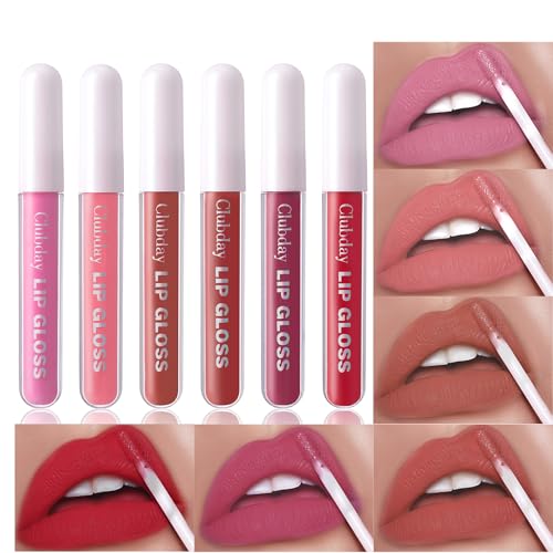 Clubday Multicolor Lip Gloss Non-Sticky Matte Long-lasting Color Lip Lacquer Liquid Lipstick Makeup Set Natural Glowy 6 Pcs-01