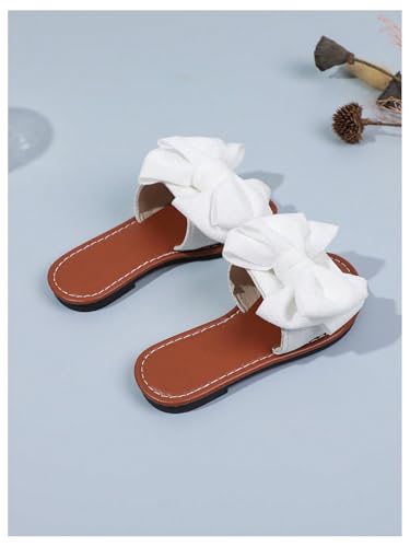 GORGLITTER Girl's Bow Flat Slip on Sandals Round Open Toe Summer Slides Sandal2 GORGLITTER Girl's Bow Flat Slip on Sandals Round Open Toe Summer Slides Sandal2