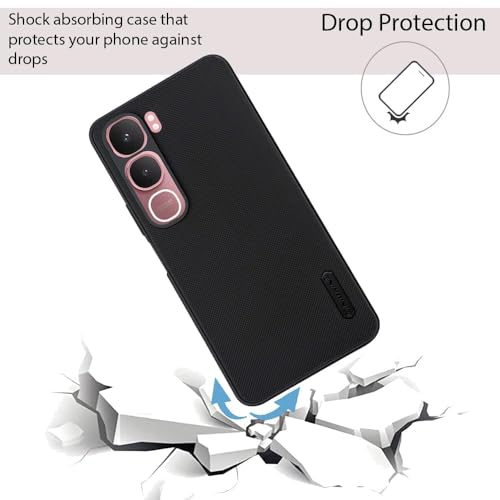 Image of Silicone Back Cover Case Compatible For Vivo Y29 5G / Vivo Y19S (Textured Grip Design | Camera Protetion | Slim And Light Weight | Soft Touch And Feel | Black)