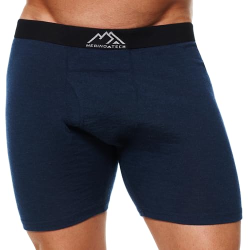 Merino.tech Merino Wool Underwear Mens - 100% Merino Wool Base Layer Boxer Briefs for Men (Medium, 1 Pack - 170 Midnight Navy)