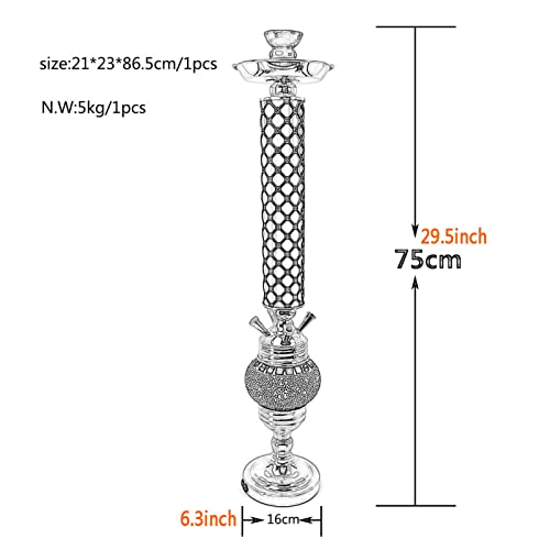 Hcyx Shisha Set, 75CM Premium Aluminiumlegierung Shisha Komplettset mit 4 Silikonschläuchen - Keramik Shisha Bowl und 2… – Bild 3