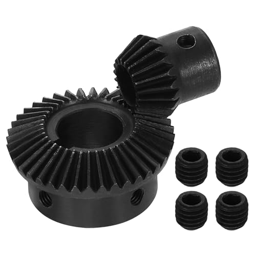 Image of uxcell 2Pcs Tapered Bevel Gears Set, 1 Mod 1:2 (20T /40T) Harden Steel Straight Bevel Gear, 90 Degree Steering Motor Gears, (10mm /16mm Shaft Hole with Keyway)