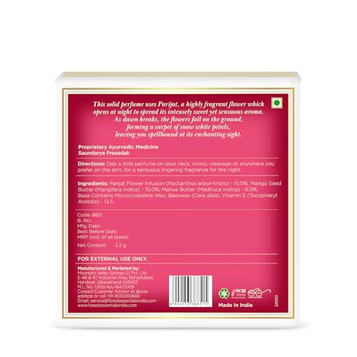 Image of Forest Essentials Solid Perfume Parijat | Long lasting Fragrance | Alcohol Free