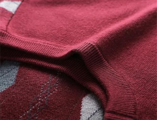 Men V-Neck Pullover Wool Vest Plaid Sleeveless Casual Warm Knit Sweater Waistcoats4
