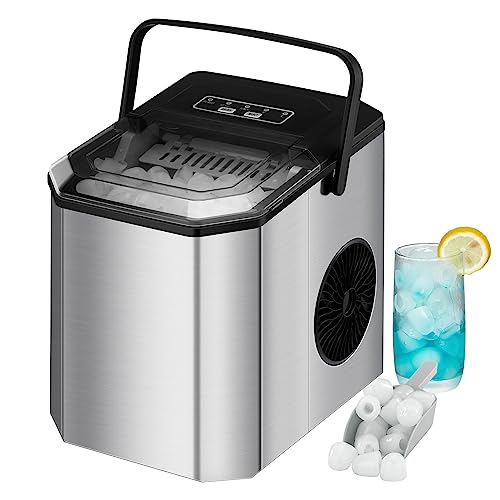Countertop Ice Maker, ACONEE Ice Machine 26LBs/24H, 9 Ice Cubes Ready in 6 Mins, Portable Ice Maker Machine Self-Cleaning, Bullet Nugget Pellet Ice with Ice Scoop Basket, Smart Ice Full Indicator