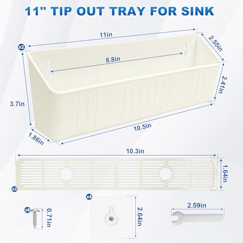 Image of Upgraded 11 inch Tip-Out Plastic Sink Trays Kitchen Sink Tip Out Tray