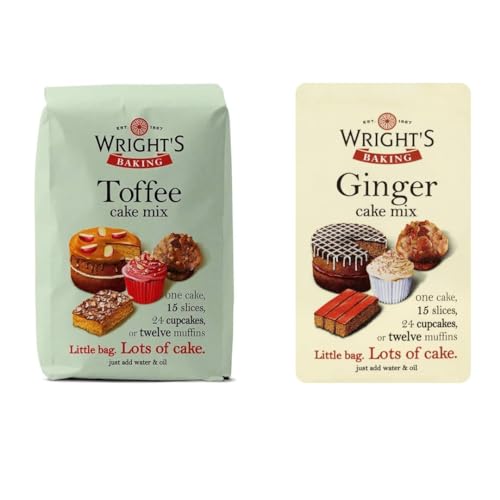 Wright's Baking Ginger & Toffee Cake Mix Selection Pack 500g from Each varity Can Bake light & moist cakes, slices, muffins or cupcakes