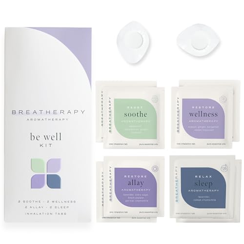 Breatherapy Be Well Kit | Pure Essential Oil Aromatherapy Inhalation Tabs | Wellness, Allay, Soothe...
