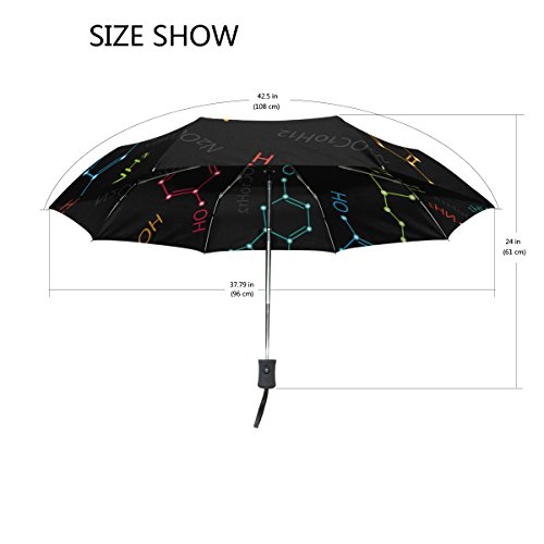 Naanle Multicolor Chemistry Formula Science Auto Open Close Foldable Travel Umbrella #TOP2