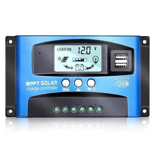 Regulador solar MPPT 100A con pantalla LCD y doble puerto USB para carga de baterías 2