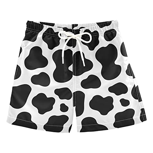 Aflyko Boys' Board Shorts Cow Print Black White Swim Trunk Beach Swimwear 3T #TOP27