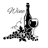 Dos Racimos De Uvas Y Botella De Vino Pegatina De Pared Para Sala De Estar Vinilo Decoración Del Hogar 59X65 Cm