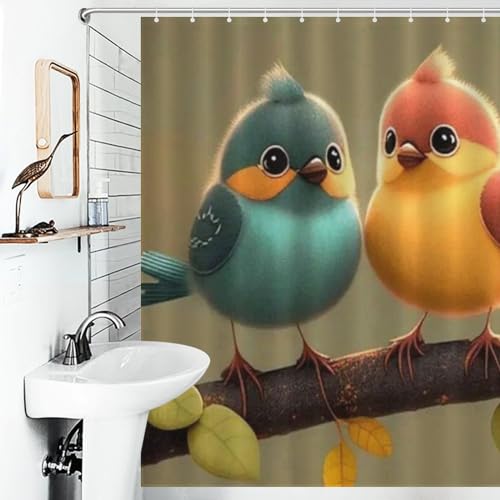 Rideau de douche oiseau polyester imperméable lavable 168x183cm - 6