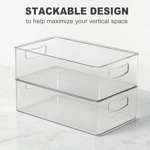 Set of 8 Clear Fridge Organizer Bins, Stackable Refrigerator Organizers and Storage for Fridge, Freezer, Pantry, BPA Fre - Additional View