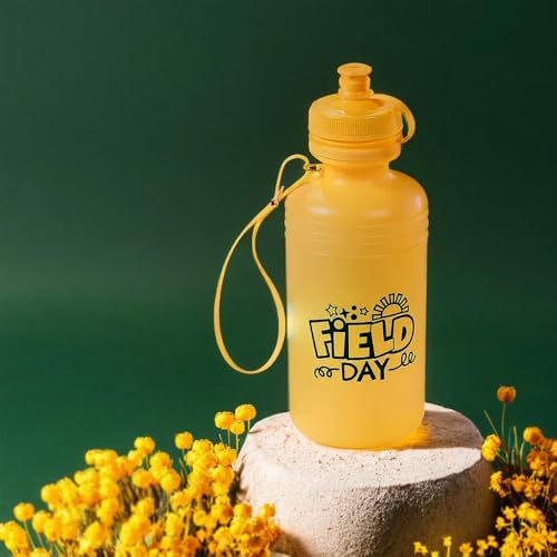 Fun Express Kids Water Bottle 12 Pack - BPA Free Plastic Reusable Water Bottles for School, Field Day & Sports | Small 12 oz Mini Water Bottles Bulk Set with Carrying Strap for Classroom Team Events