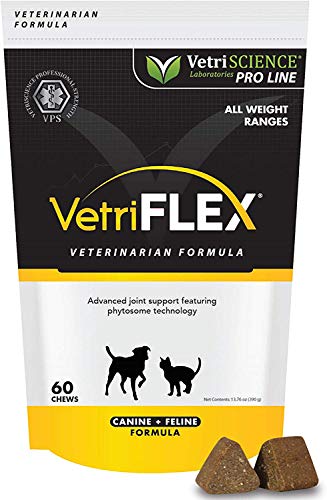 VetriScience VetriFlex for Cats and Dogs of all Weight Ranges - Veterinary Recommended Canine and Feline Joint Supplements for Hips and Knees - 60 Soft Chews