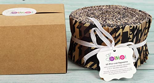 Soimoi 40Pcs Houndstooth Print Cotton Precut Fabrics for Quilting Craft Strips 2.5x42inches Jelly Roll - Brown - Image 4