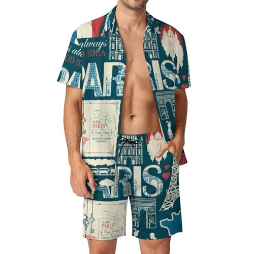 Chemise Hawaïenne Homme avec Short et Pantalon de Plage Ensemble Été 2 Pièces S